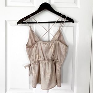 Express Tops - Expess Gold Metallic Faux Wrap Top Express Tops - Expess Gold Metallic Faux Wrap Top